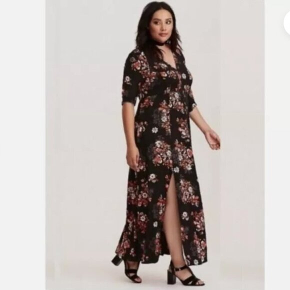 Floral Black Maxi Dress - Picture 1 of 14